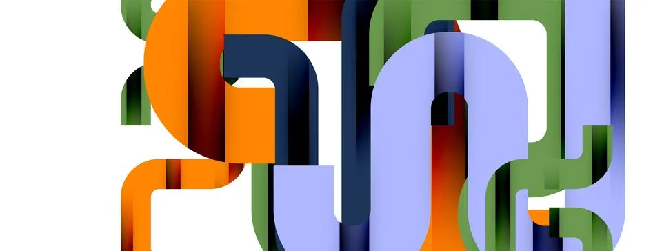 Dynamic waves, flowing lines, stripes vector geometric elements minimal pattern Illustrazione stock