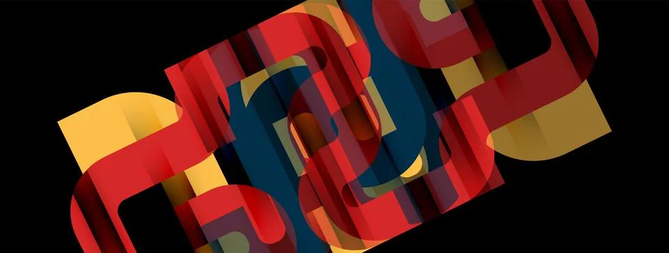 Dynamic waves, flowing lines, stripes vector geometric elements minimal pattern Stockillustratie