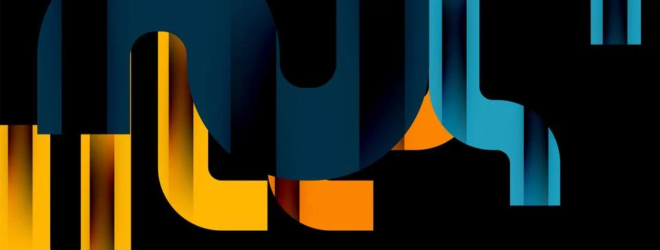 Dynamic waves, flowing lines, stripes vector geometric elements minimal pattern Illustrazione stock