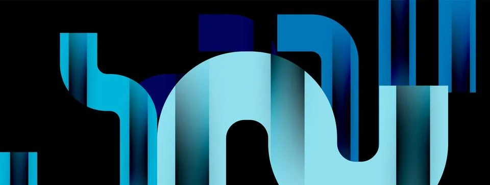 Dynamic waves, flowing lines, stripes vector geometric elements minimal pattern Stock Illustration