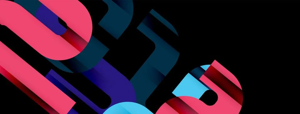 Dynamic waves, flowing lines, stripes vector geometric elements minimal pattern Illustrazione stock