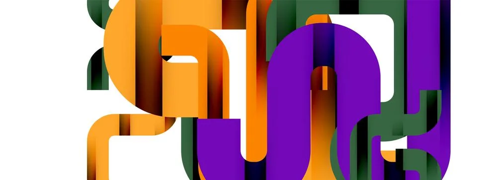 Dynamic waves, flowing lines, stripes vector geometric elements minimal pattern Illustrazione stock