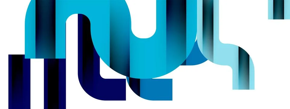 Dynamic waves, flowing lines, stripes vector geometric elements minimal pattern 스톡 일러스트