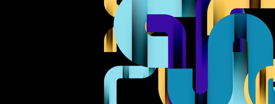 Dynamic waves, flowing lines, stripes vector geometric elements minimal pattern Illustrazione stock