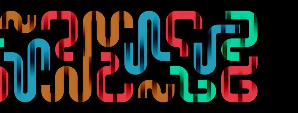 Dynamic waves, flowing lines, stripes vector geometric elements minimal pattern 스톡 일러스트