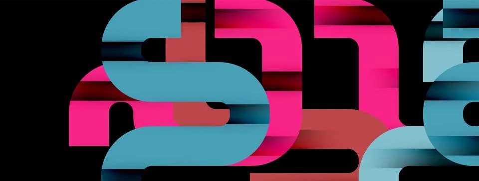 Dynamic waves, flowing lines, stripes vector geometric elements minimal pattern Stock Illustration