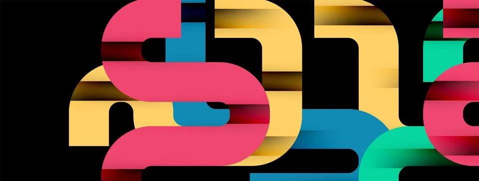 Dynamic waves, flowing lines, stripes vector geometric elements minimal pattern Illustrazione stock