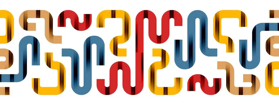 Dynamic waves, flowing lines, stripes vector geometric elements minimal pattern Illustrazione stock