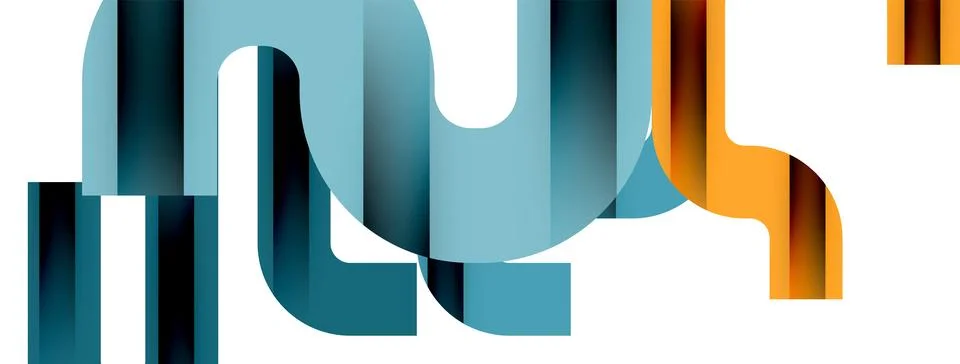 Dynamic waves, flowing lines, stripes vector geometric elements minimal pattern 스톡 일러스트