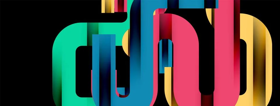 Dynamic waves, flowing lines, stripes vector geometric elements minimal pattern Illustrazione stock