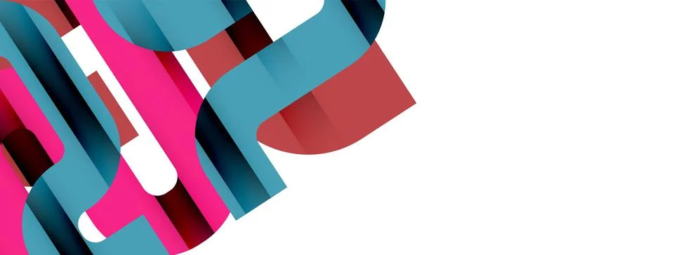 Dynamic waves, flowing lines, stripes vector geometric elements minimal pattern Stockillustratie