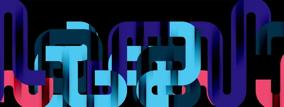 Dynamic waves, flowing lines, stripes vector geometric elements minimal pattern Stockillustratie