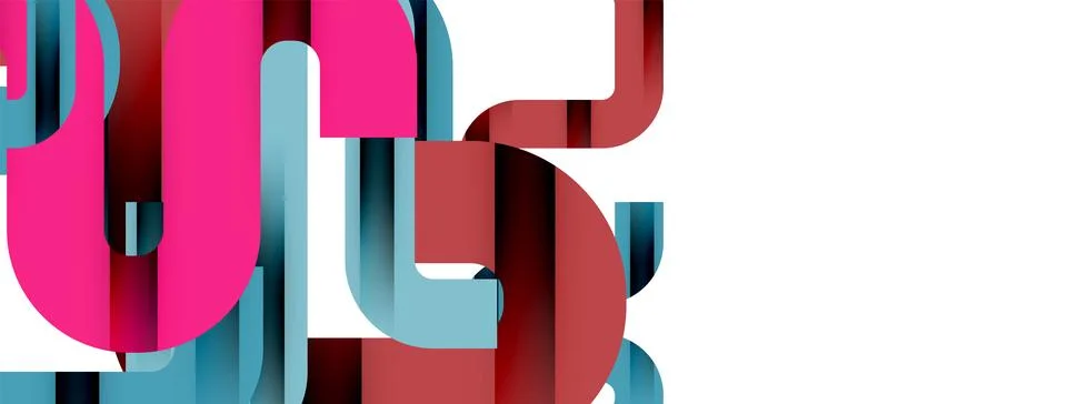 Dynamic waves, flowing lines, stripes vector geometric elements minimal pattern Stockillustratie