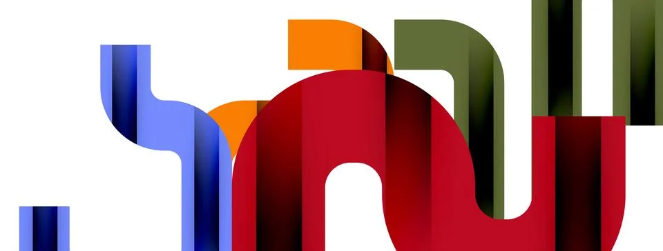 Dynamic waves, flowing lines, stripes vector geometric elements minimal pattern Stockillustratie