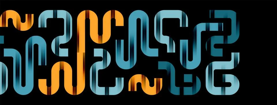 Dynamic waves, flowing lines, stripes vector geometric elements minimal pattern Illustrazione stock