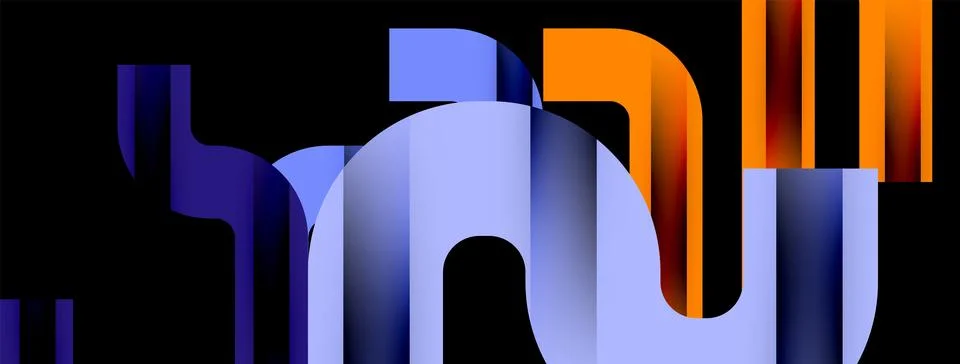 Dynamic waves, flowing lines, stripes vector geometric elements minimal pattern Stock Illustration