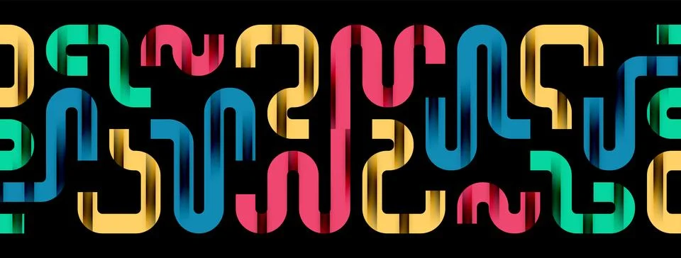 Dynamic waves, flowing lines, stripes vector geometric elements minimal pattern イラスト素材