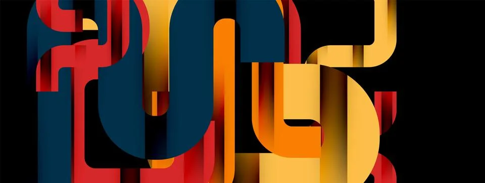 Dynamic waves, flowing lines, stripes vector geometric elements minimal pattern Illustrazione stock