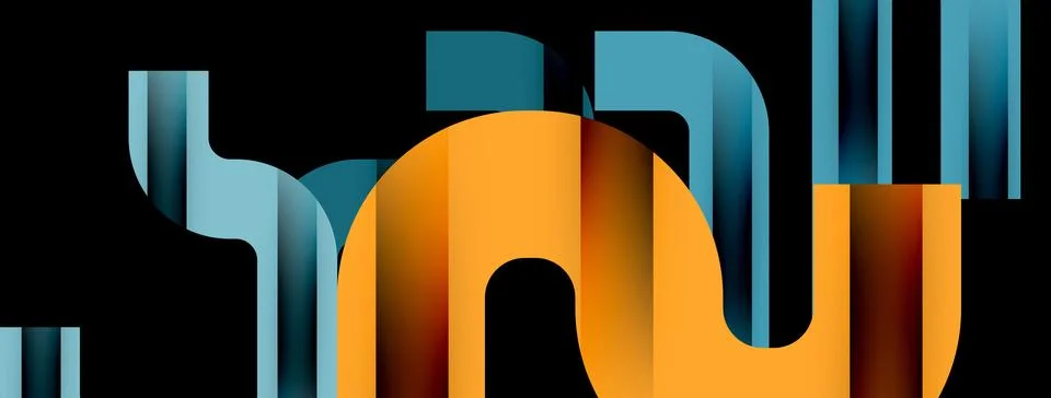 Dynamic waves, flowing lines, stripes vector geometric elements minimal pattern Illustrazione stock