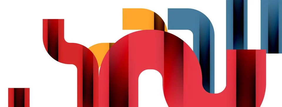 Dynamic waves, flowing lines, stripes vector geometric elements minimal pattern 스톡 일러스트