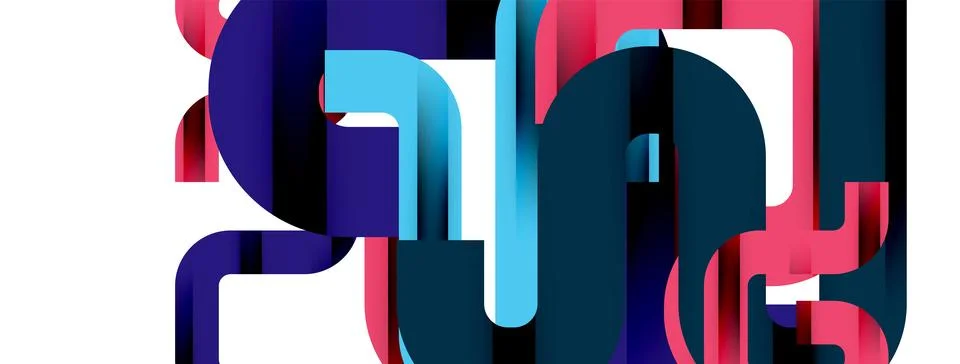 Dynamic waves, flowing lines, stripes vector geometric elements minimal pattern 스톡 일러스트