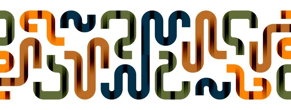 Dynamic waves, flowing lines, stripes vector geometric elements minimal pattern Illustrazione stock