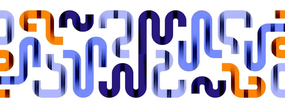 Dynamic waves, flowing lines, stripes vector geometric elements minimal pattern Illustrazione stock