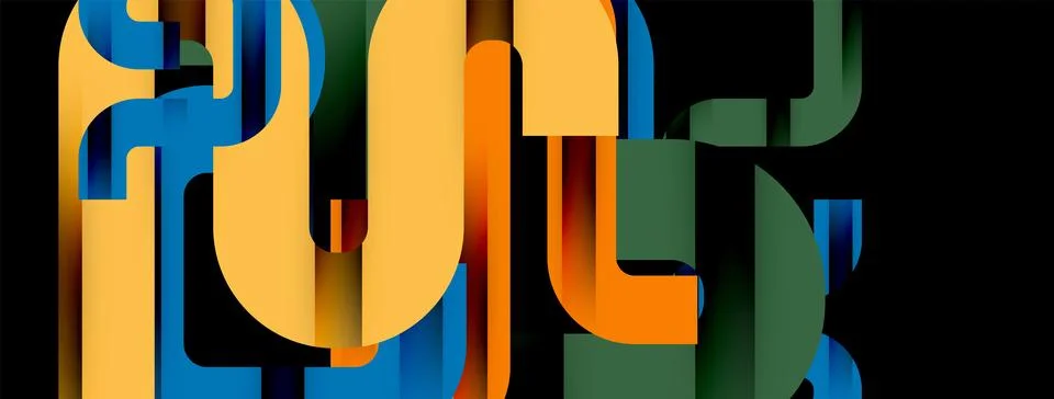 Dynamic waves, flowing lines, stripes vector geometric elements minimal pattern Illustrazione stock