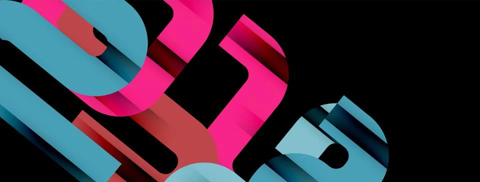 Dynamic waves, flowing lines, stripes vector geometric elements minimal pattern Illustrazione stock