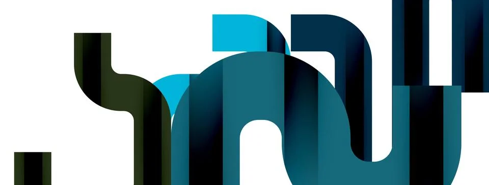Dynamic waves, flowing lines, stripes vector geometric elements minimal pattern Illustrazione stock