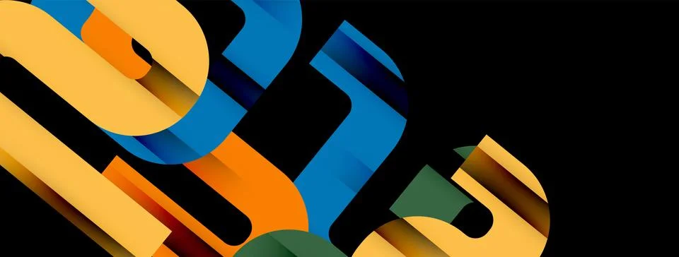 Dynamic waves, flowing lines, stripes vector geometric elements minimal pattern Illustrazione stock