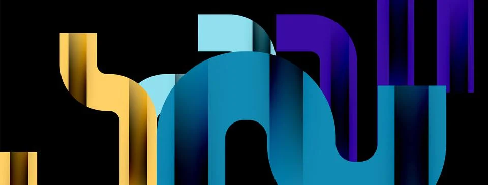 Dynamic waves, flowing lines, stripes vector geometric elements minimal pattern イラスト素材