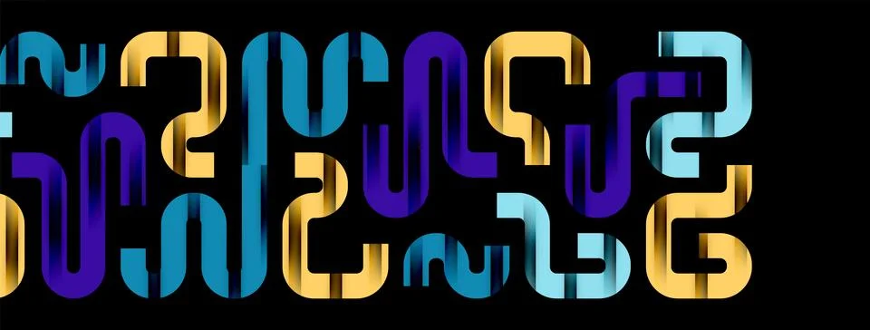 Dynamic waves, flowing lines, stripes vector geometric elements minimal pattern イラスト素材