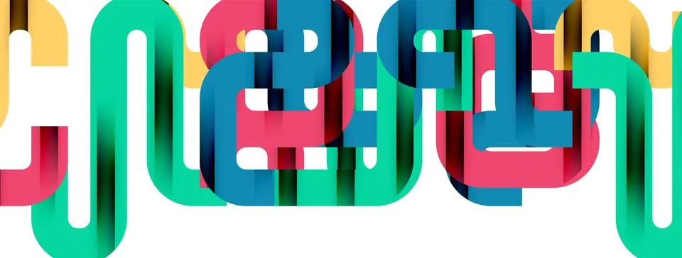 Dynamic waves, flowing lines, stripes vector geometric elements minimal pattern Stockillustratie