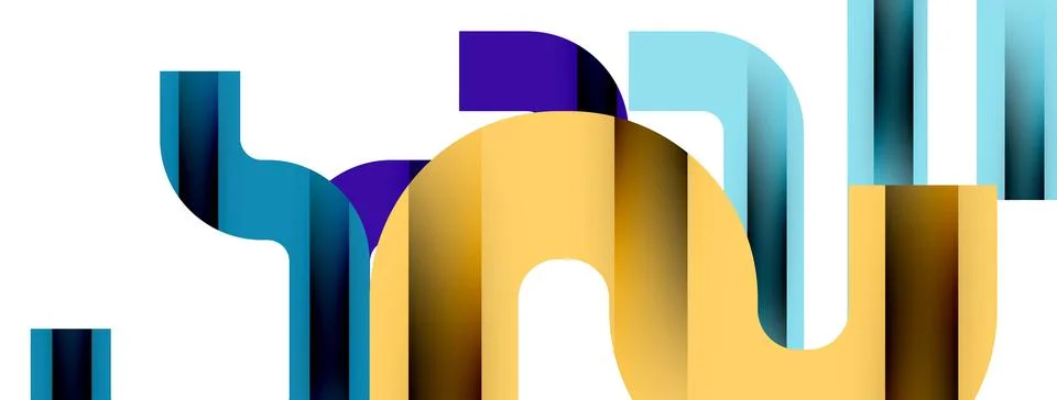 Dynamic waves, flowing lines, stripes vector geometric elements minimal pattern 스톡 일러스트