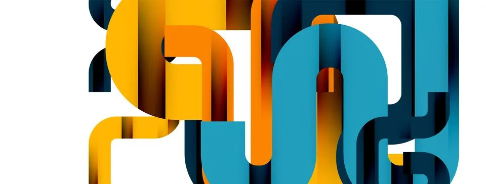 Dynamic waves, flowing lines, stripes vector geometric elements minimal pattern Stock Illustration