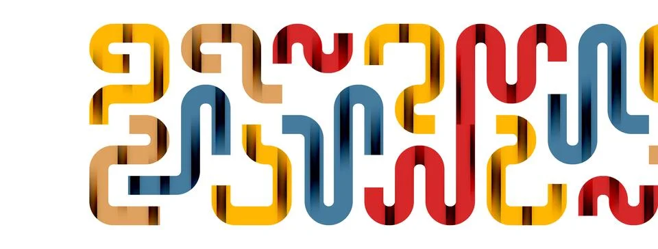Dynamic waves, flowing lines, stripes vector geometric elements minimal pattern Illustrazione stock