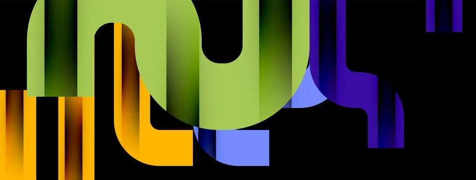 Dynamic waves, flowing lines, stripes vector geometric elements minimal pattern イラスト素材