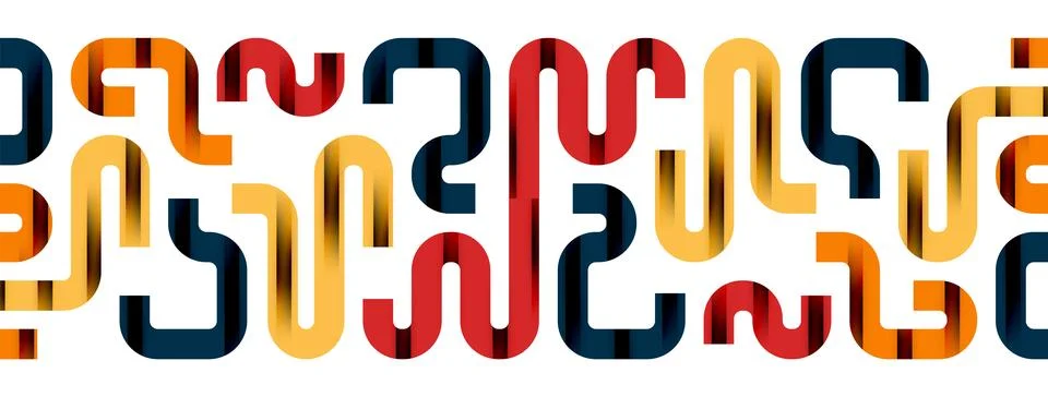 Dynamic waves, flowing lines, stripes vector geometric elements minimal pattern Stock Illustration