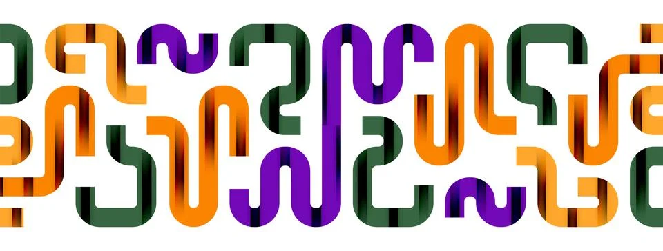 Dynamic waves, flowing lines, stripes vector geometric elements minimal pattern Illustrazione stock