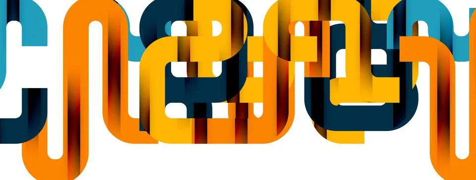 Dynamic waves, flowing lines, stripes vector geometric elements minimal pattern Stockillustratie