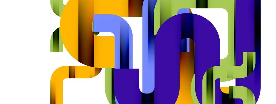 Dynamic waves, flowing lines, stripes vector geometric elements minimal pattern Illustrazione stock