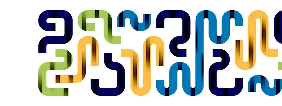 Dynamic waves, flowing lines, stripes vector geometric elements minimal pattern Illustrazione stock