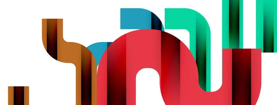 Dynamic waves, flowing lines, stripes vector geometric elements minimal pattern 스톡 일러스트