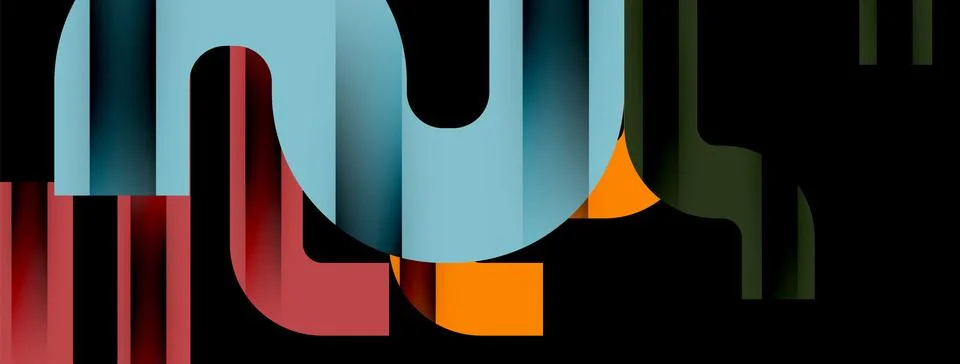 Dynamic waves, flowing lines, stripes vector geometric elements minimal pattern Illustrazione stock