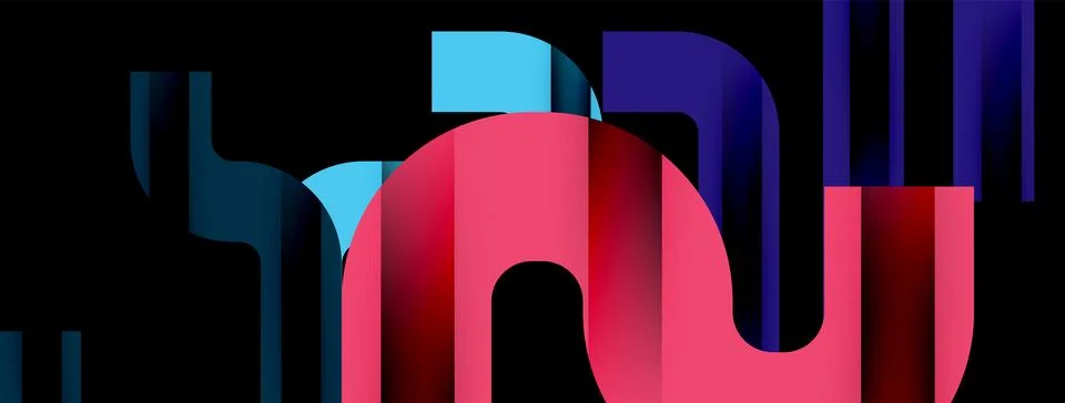Dynamic waves, flowing lines, stripes vector geometric elements minimal pattern 스톡 일러스트
