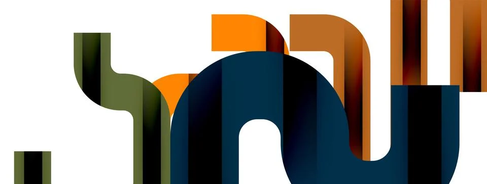 Dynamic waves, flowing lines, stripes vector geometric elements minimal pattern 스톡 일러스트