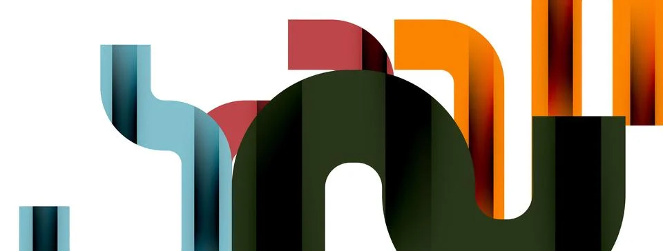 Dynamic waves, flowing lines, stripes vector geometric elements minimal pattern Stockillustratie