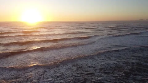 Dynamic Waves Sea Emotion at Sunset with Motion Stock Footage 133378035