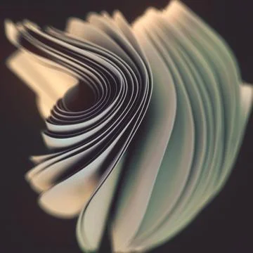 Dynamic waves of white fabric stripes with depth of field. 3d rendering Illustrazione stock